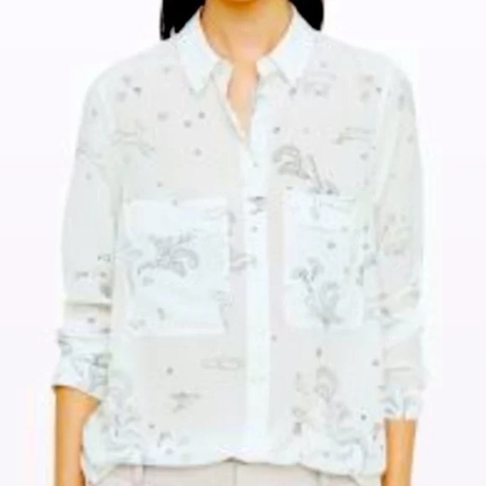 Club Monaco Silk Shirt with Woodland Pattern
